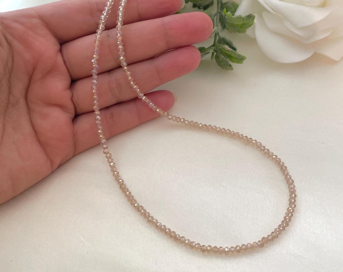Dainty Crystal Bead Choker: Minimalist 18K Gold Plated Necklace