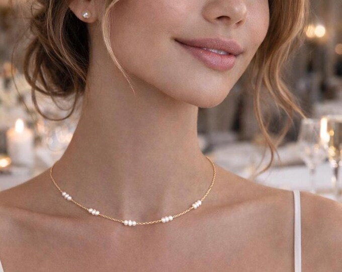 Dainty Pearl Necklace: 18K Gold, Freshwater Pearl Choker