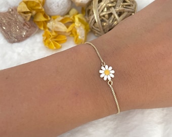 Sunflower bracelet for women, birth flower bracelet, sunflower earrings, flower bracelet, sunflower charm bracelet, gold flower bracelet