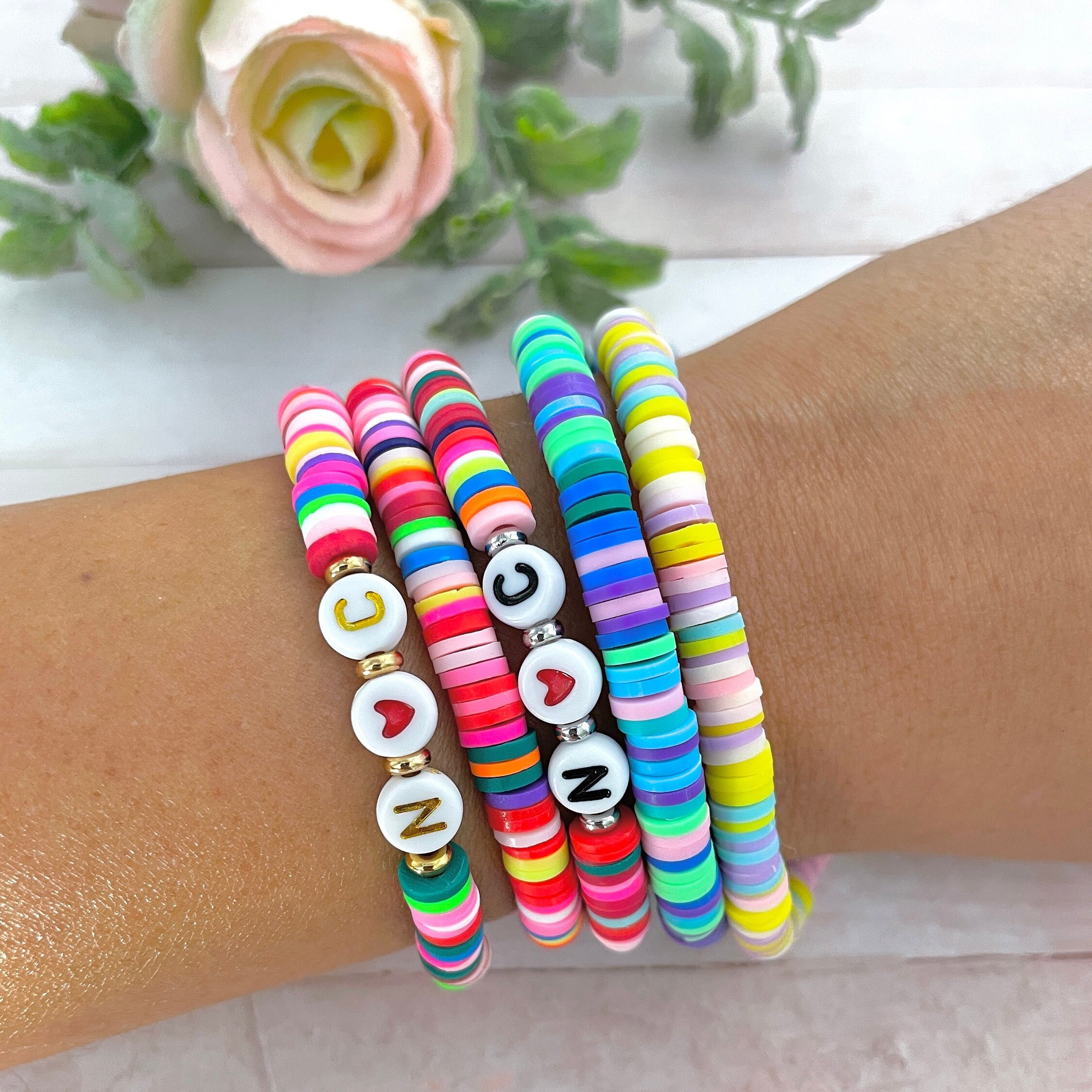 BE HAPPY Beaded Bracelets Smiley Face Custom Personalized 