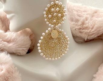 1 Paio Orecchini Lunghi Con Perle E Nappine Eleganti Per Donne | SHEIN ALIA