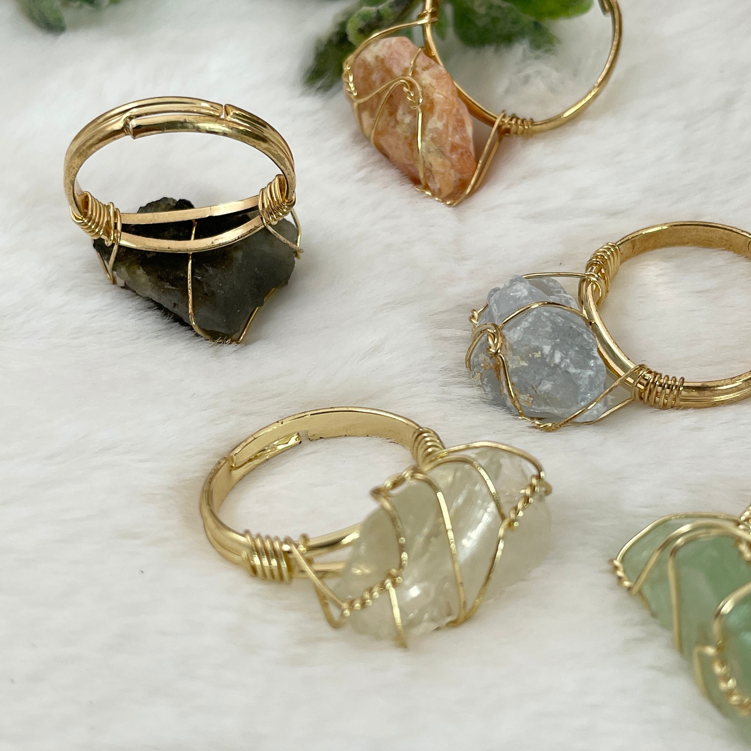 Bohemian Handmade 3 Pcs Natural Raw Stone Rings Set For Women - AliExpress