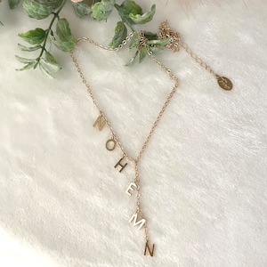Collar Lariat de nombre personalizado, collar de nombre colgante, collar de nombre Lariat, collar de letras pequeñas, collar Lariat, collar de nombre de cascada