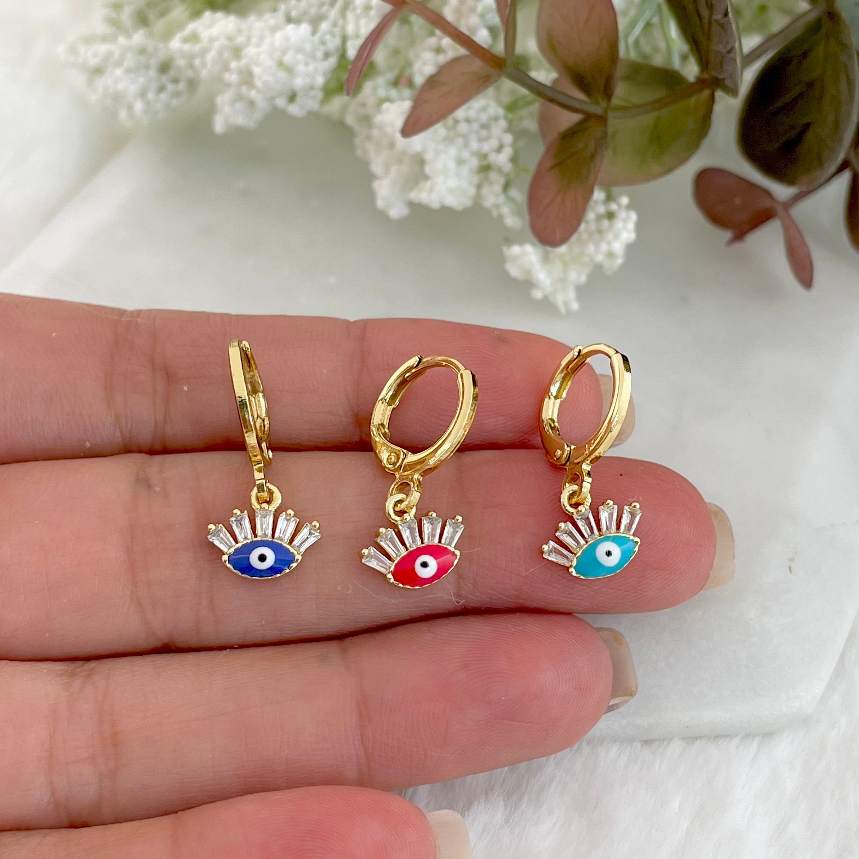 evil eye hoop earrings silver