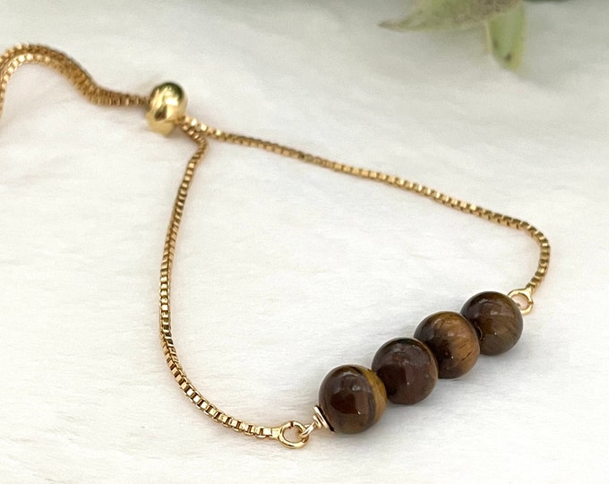 Tigers eye bracelet, tiger eye stone bracelet, dainty bracelet, adjustable bracelet, energy bracelet, Negative Energy Protection Bracelet