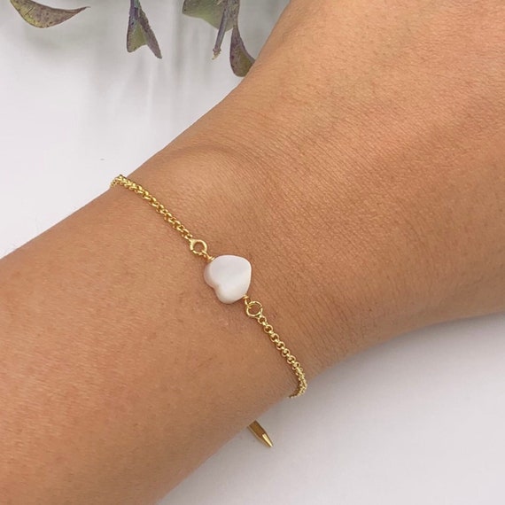 Bracelet En Plaqué Or 18k Avec Pendentif Anneau Et Nacre - Marque Tata Gisèle, Neuf Avec étiquettes