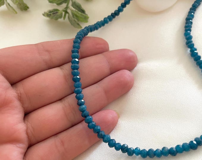 Blue Agate Beaded Choker: Minimalist Gemstone Necklace