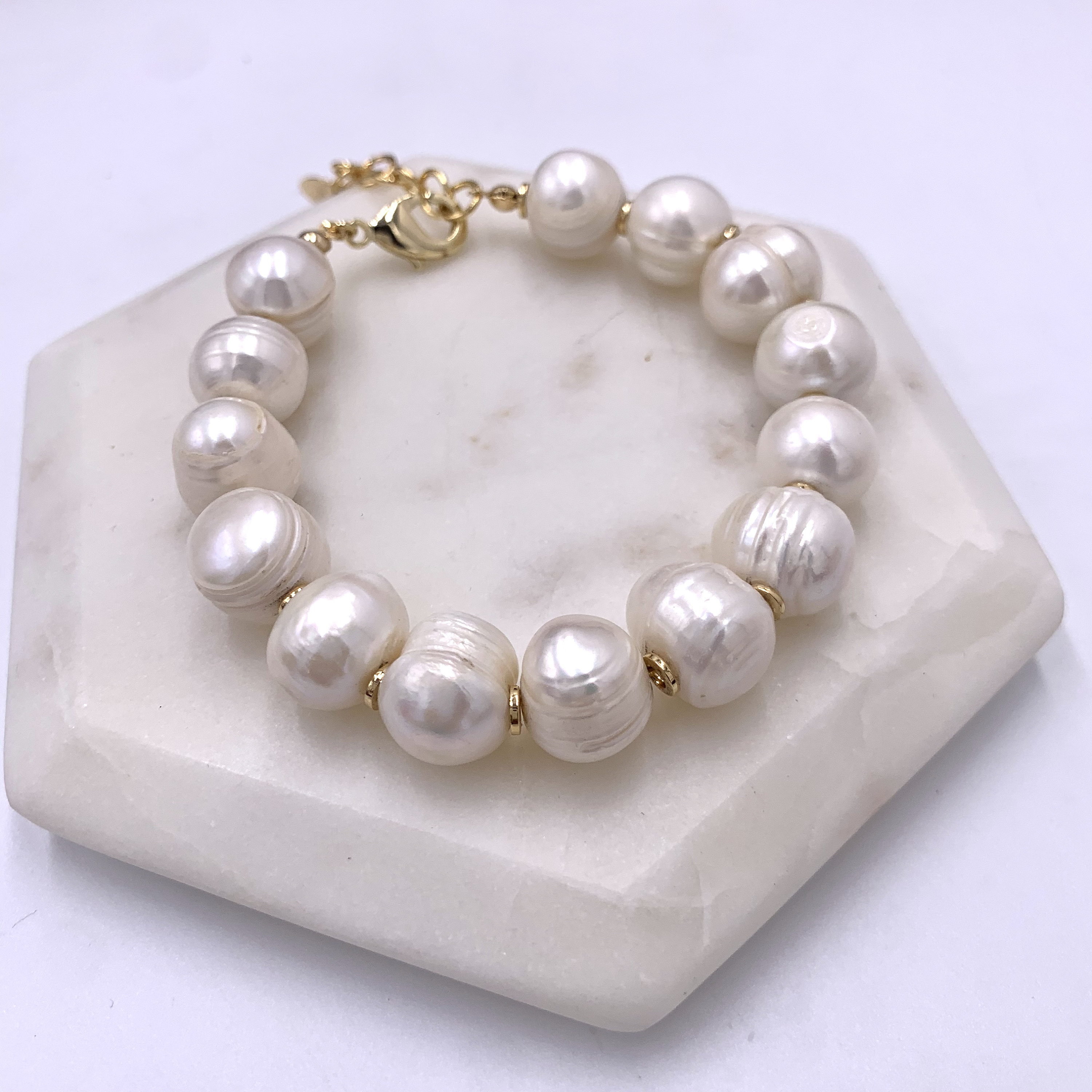 Chunky pearl bracelet, padlock bracelet, mindfulness gift, pearl