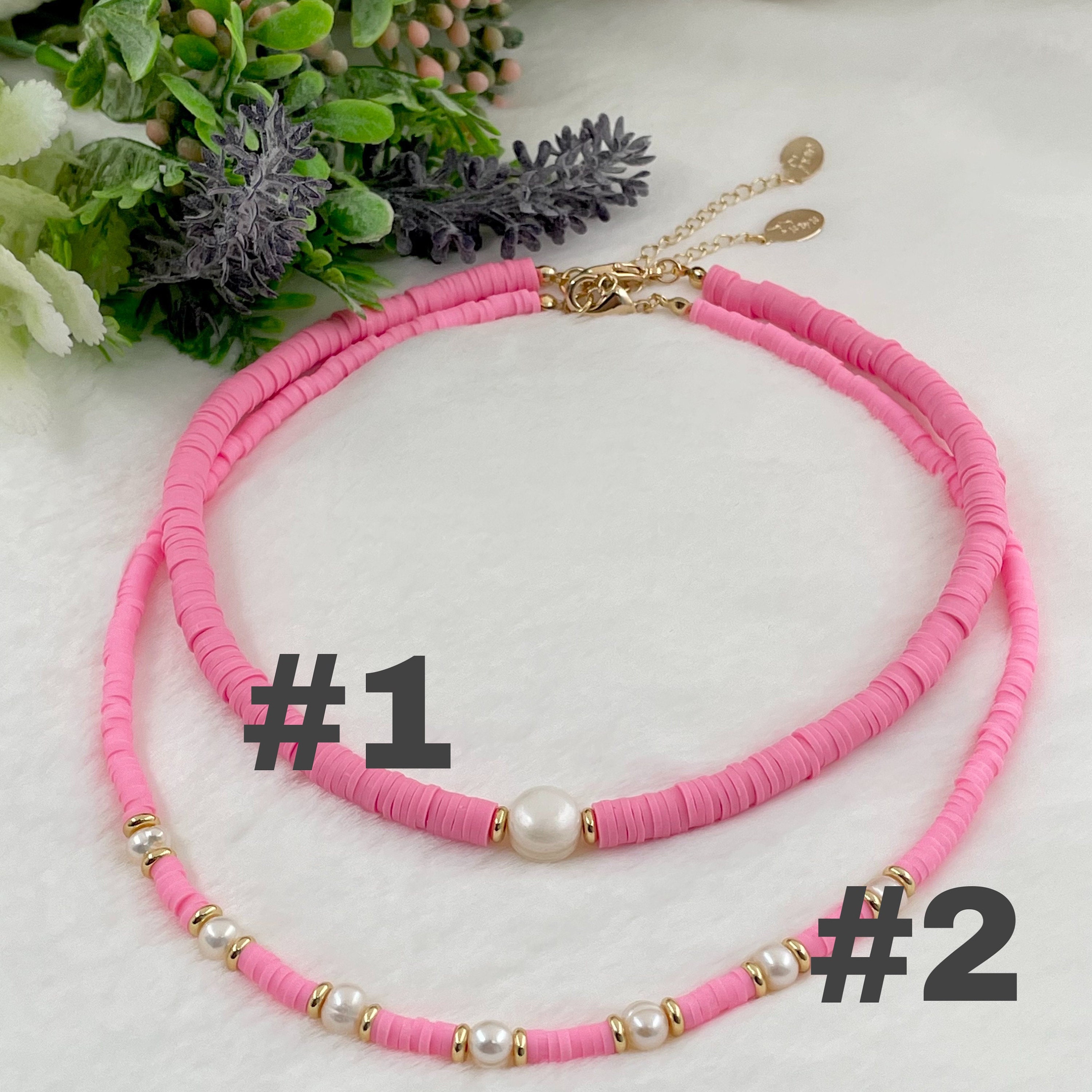 Baby Pink Heishi Beads: Candy Necklace Inspired Design