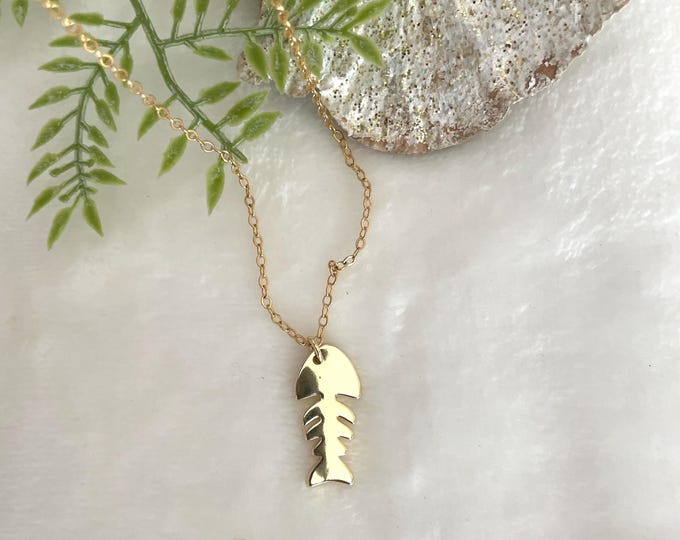 18K Gold Plated Fish Charm Necklace, Minimalist Ocean Jewelry, Everyday Pendant