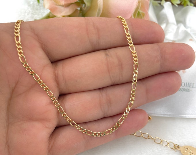 Figaro necklace, gold Figaro chain, thin chain necklace, dainty gold chain, necklace for women, jewelry for women, delicate necklace