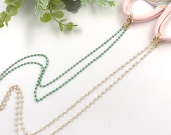 Minimalist Face Mask Chain: Gold, Acrylic Pearls & Turquoise Beads