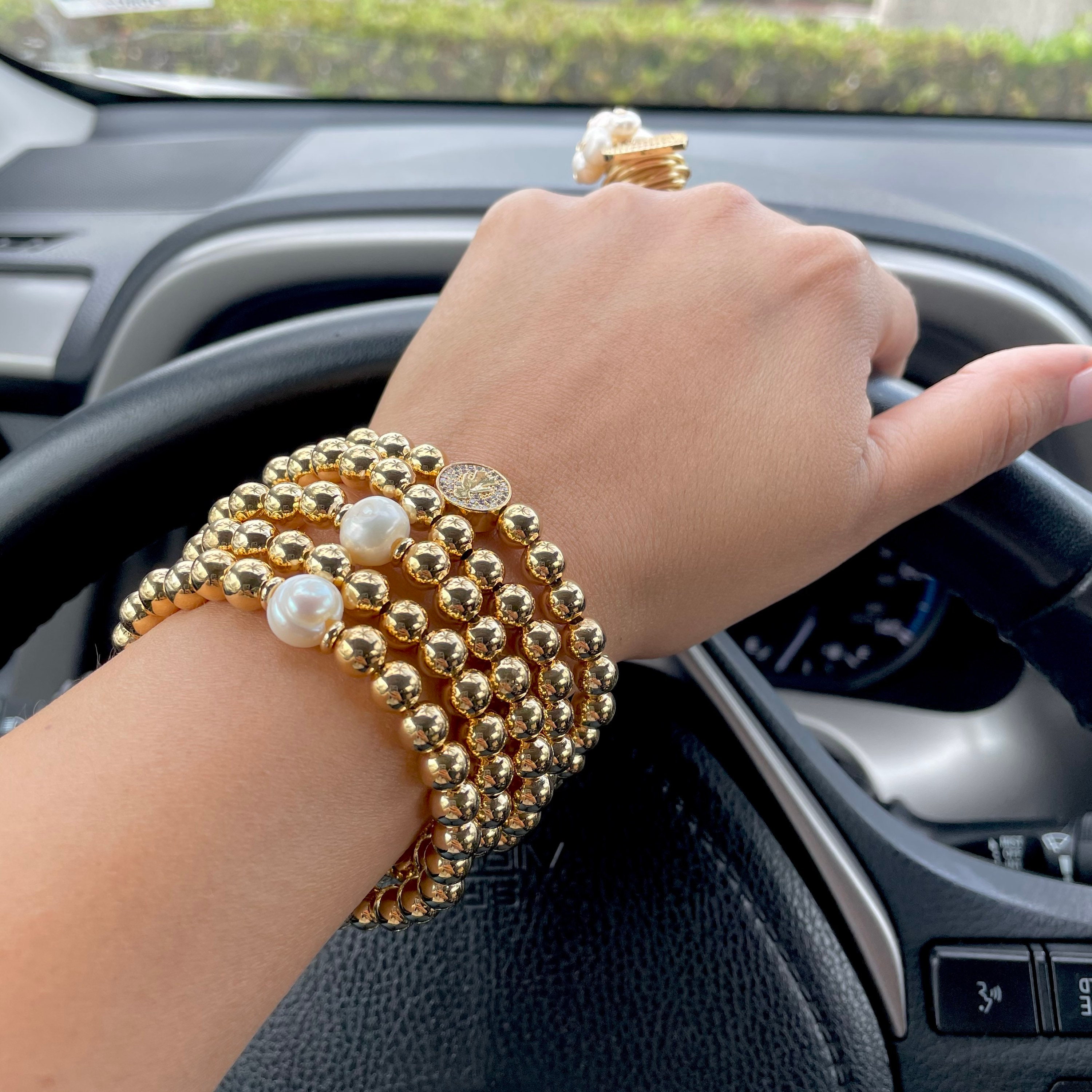 Gold ball clearance stretch bracelet