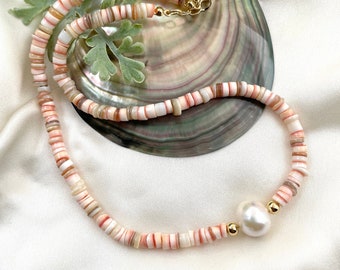 Puka shell necklace, Surfer girl necklace, Heishi beads necklace, Boho layered necklace, Heishi shell necklace, Hawaiian necklace