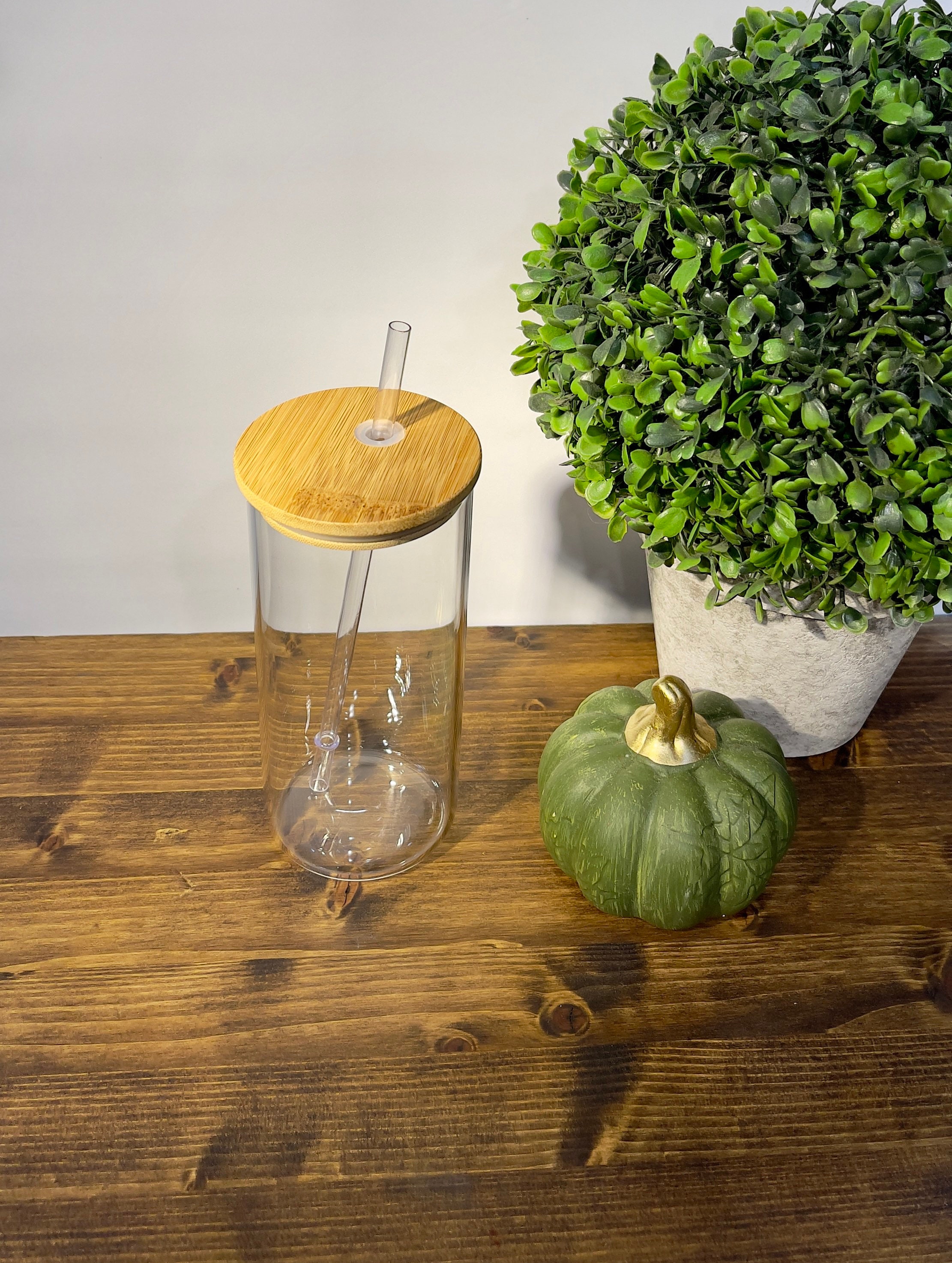 Mountain Mama Glass Tumbler with Bamboo Lid & Straw – Modern