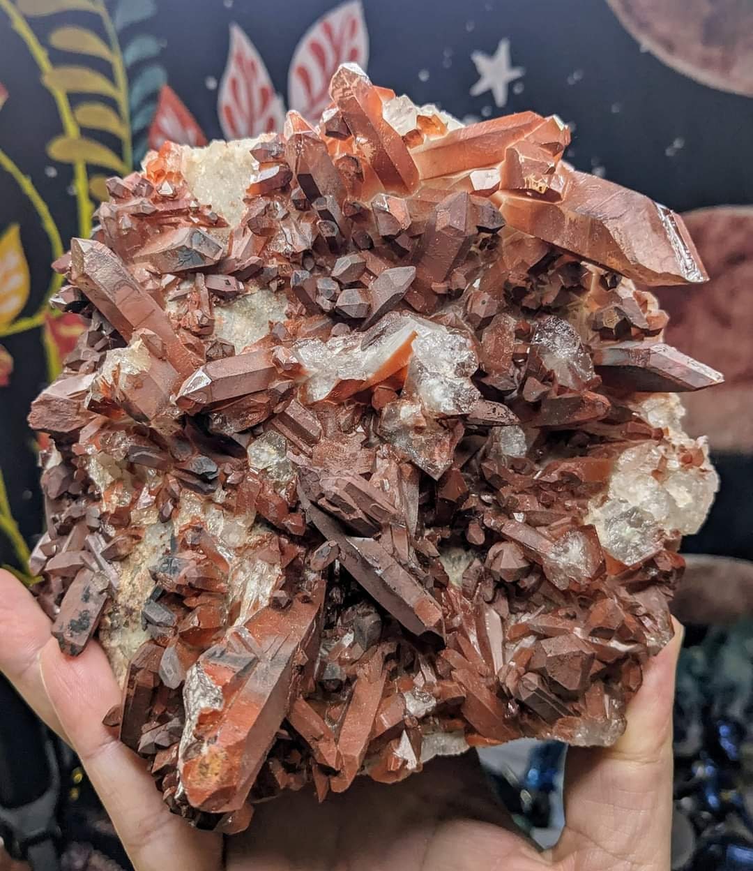 Moroccan Red Hematite Fire Quartz Self-standing Cluster