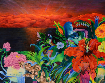 Giclee Fine Art Print - Brilliant Sunrise Rich with Hidden Images in "Reaching for a Better Universe"