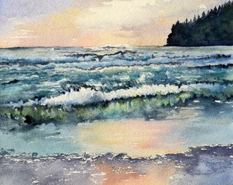 Giclee Fine Art Print of Ocean Sunrise Washington Olympic Beach