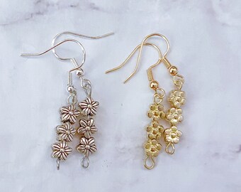 Gold OR Silver Triple Drop Flower Earrings