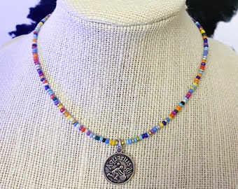 Rainbow Customizable Zodiac Beaded Coin Choker