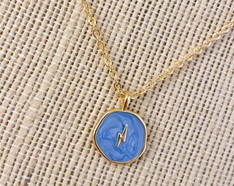 Blue Swirls Celestial Bolt Necklace