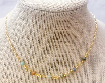 Assorted Gemstone Minimalist Gold Plated Necklace