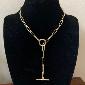 18K Gold Plated Toggle Clasp Paperclip Choker image 1