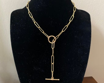 18K Gold Plated Toggle Clasp Paperclip Choker