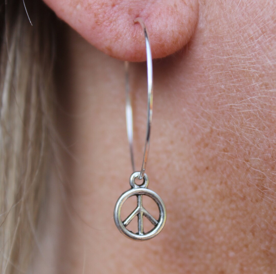 Peace sign hoop earrings Clearance