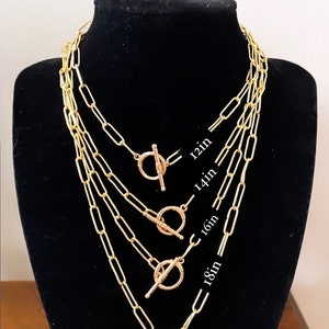 18K Gold Plated Toggle Clasp Paperclip Choker image 4