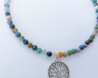 Indian Agate Tree of Life Necklace