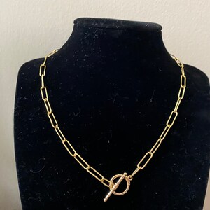 18K Gold Plated Toggle Clasp Paperclip Choker image 3