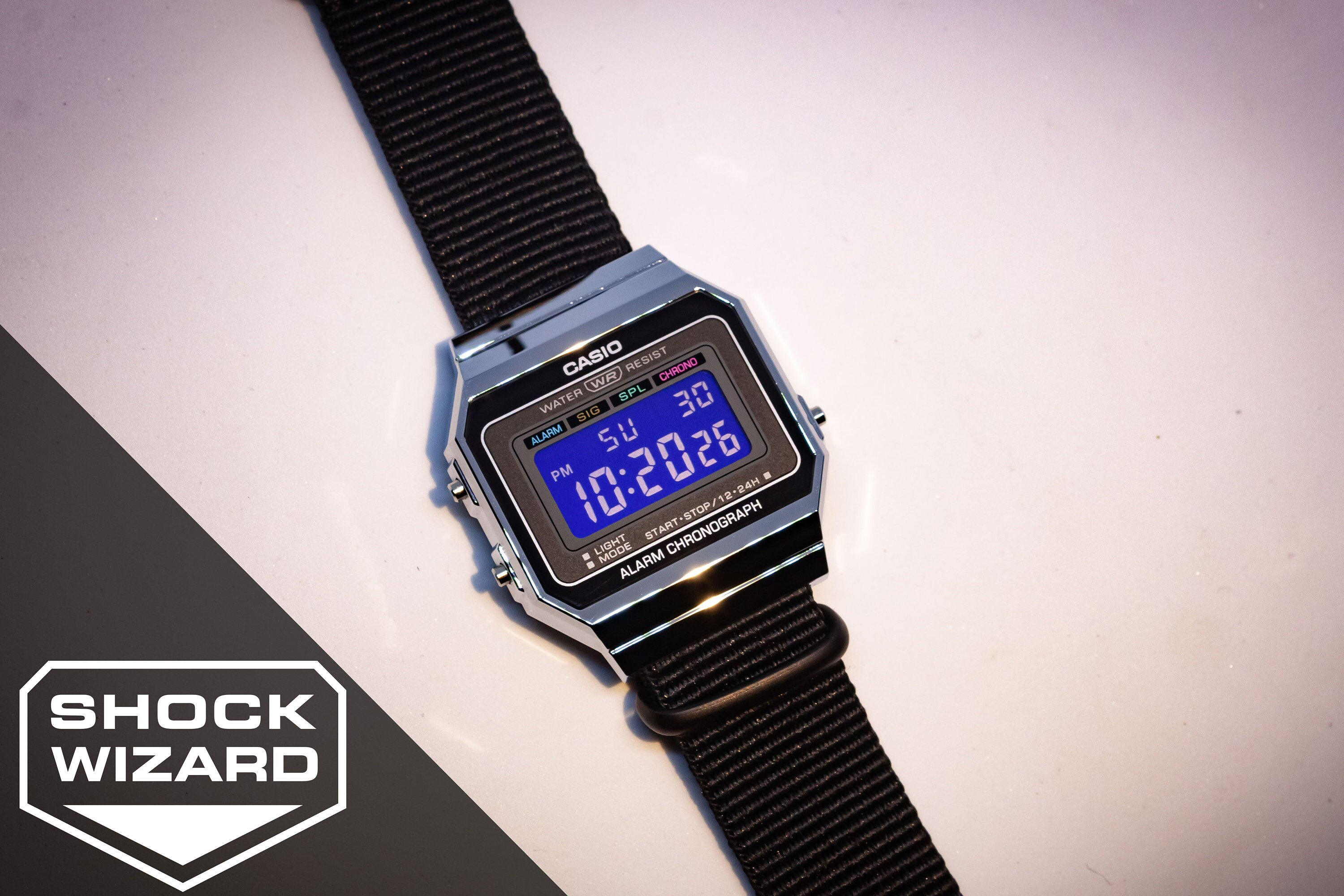 Custom Casio A700 Modded Watch W Negative Purple Display Black