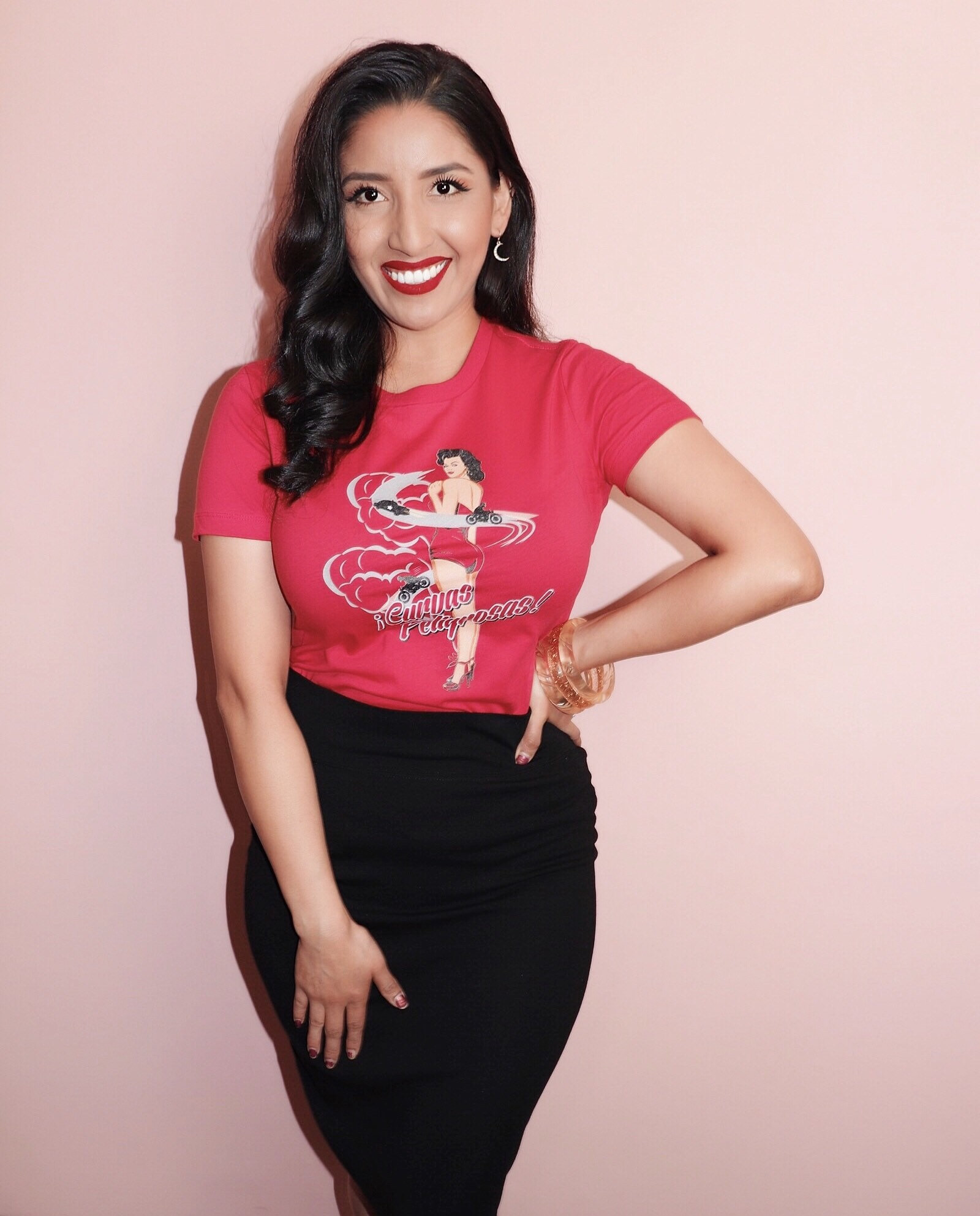 Curvas Peligrosas Tee: Mexican Pinup Girl, Vintage Rockabilly