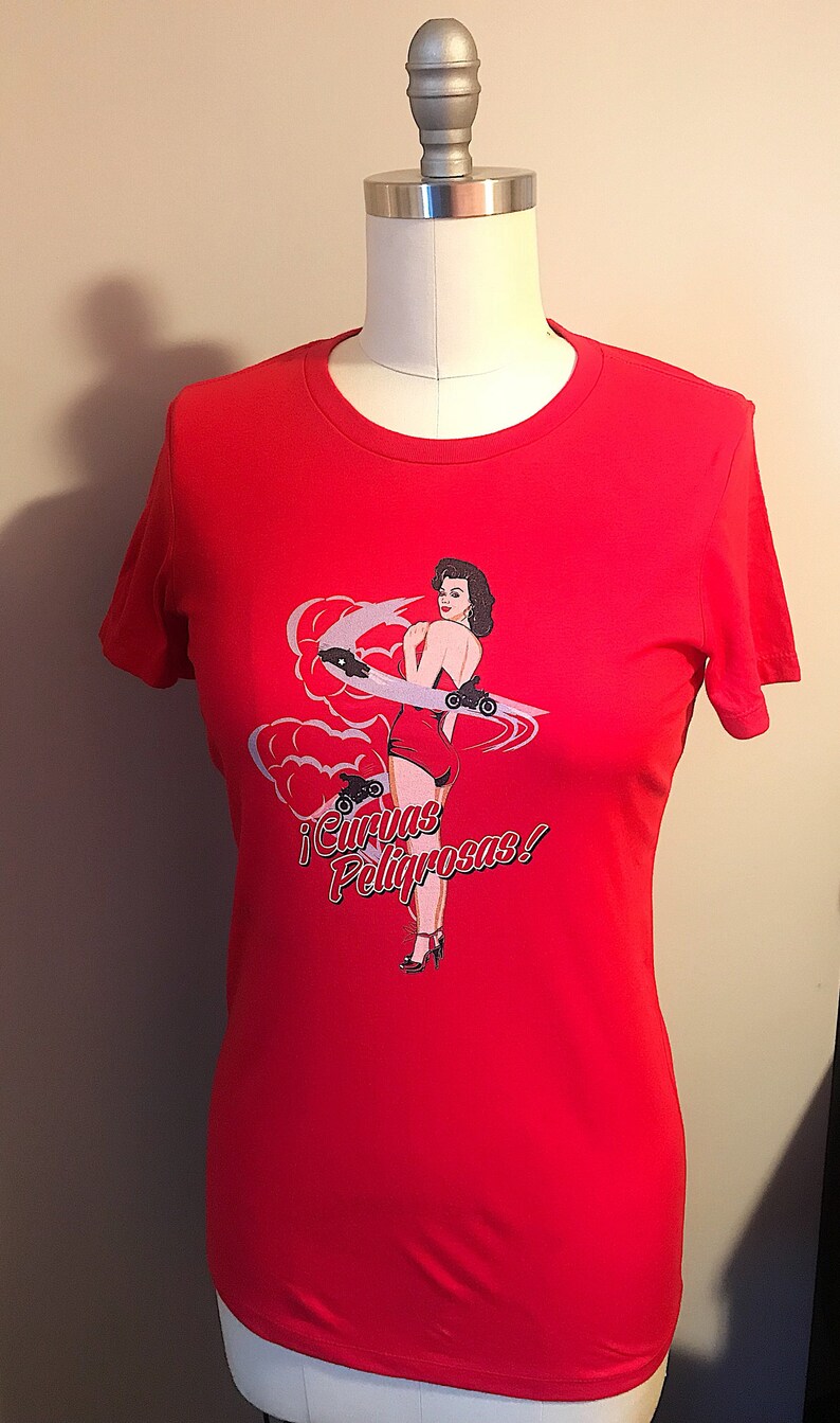 Curvas Peligrosas Tee: Mexican Pinup Girl, Vintage Rockabilly Style Bild 4