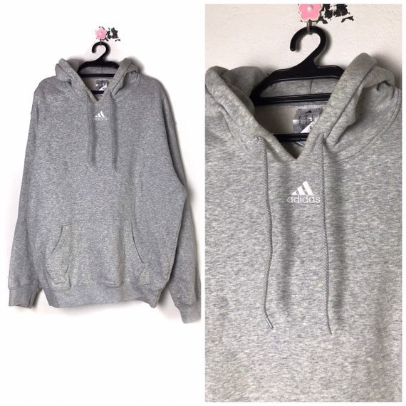 Vintage Adidas hoodie pullover grey color