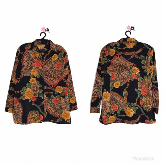90s vintage baroque shirt like versace silk shirt