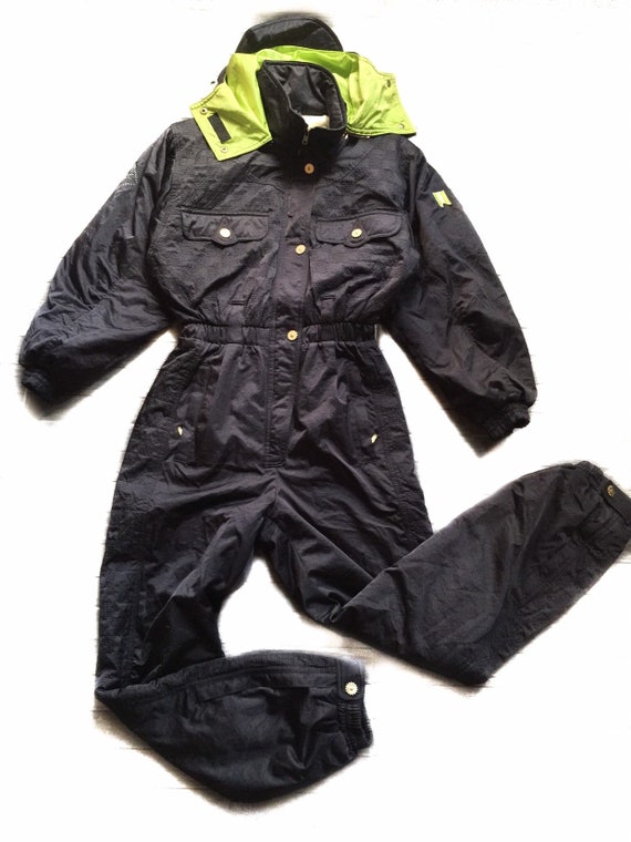 Rare 90s vintage ski coverall suit/black ski suit
