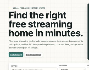 Legal Movie and TV Streaming Finder HTML App