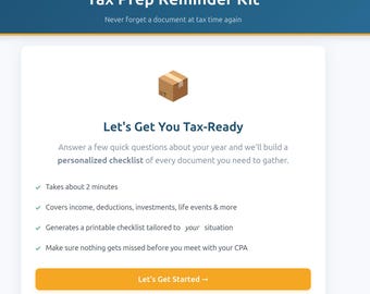 Interactive Tax Prep Checklist 2026 Document Organizer for CPA  Digital Filing Planner