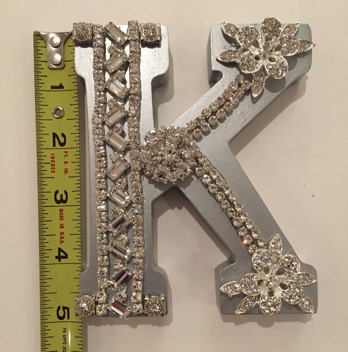 Custom Rhinestone Jewelry Silver Letter Etsy