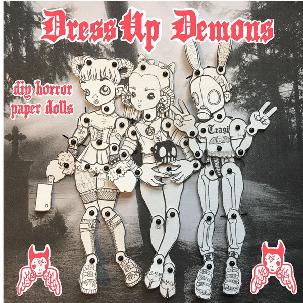 Printable Horror Paper Dolls, Dress Up Demons -- DIY Articulated Gothic Paperdolls