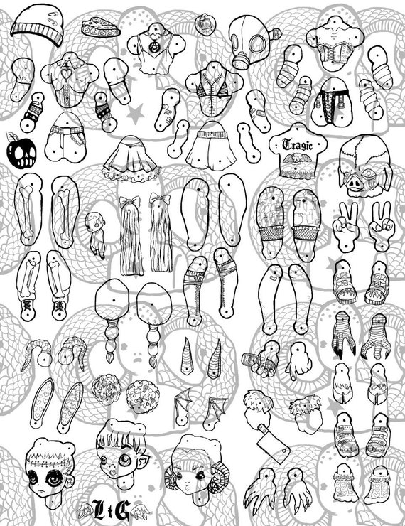 Printable Horror Paper Dolls, Dress up Demons -- DIY Articulated