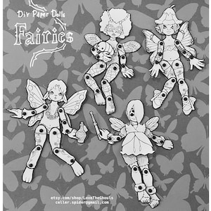 printable DIY miniature articulated paper dolls - faeries