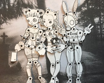 Printable Horror Paper Dolls, Dress up Demons -- DIY Articulated