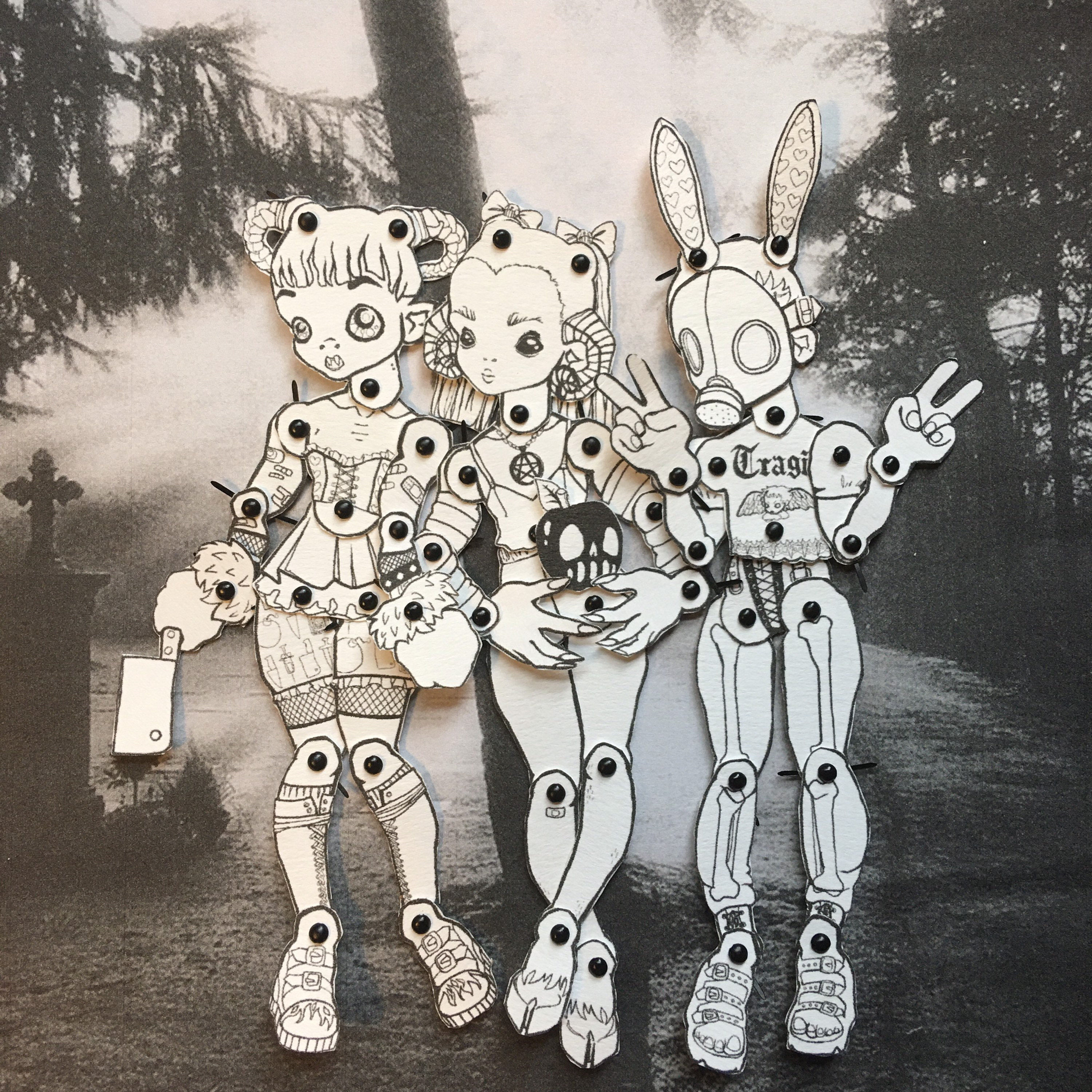 Printable Horror Paper Dolls, Dress up Demons -- DIY Articulated