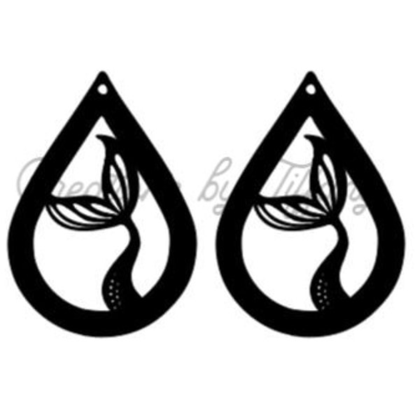 Mermaid Tail Teardrop Earring SVG file