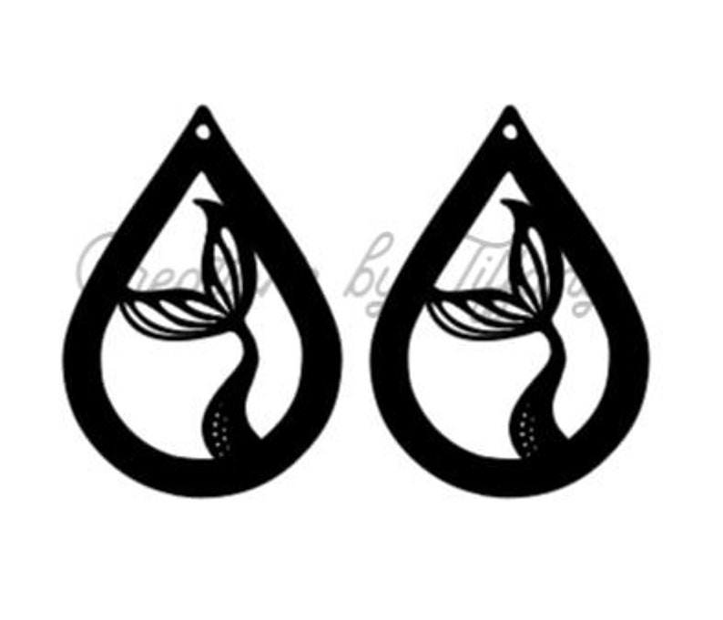Download Mermaid Tail Teardrop Earring SVG file | Etsy