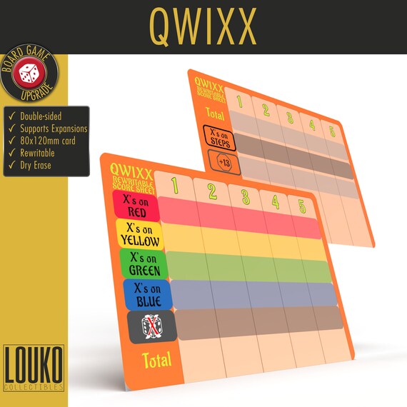 Upgrade Qwixx Score Sheet - Etsy