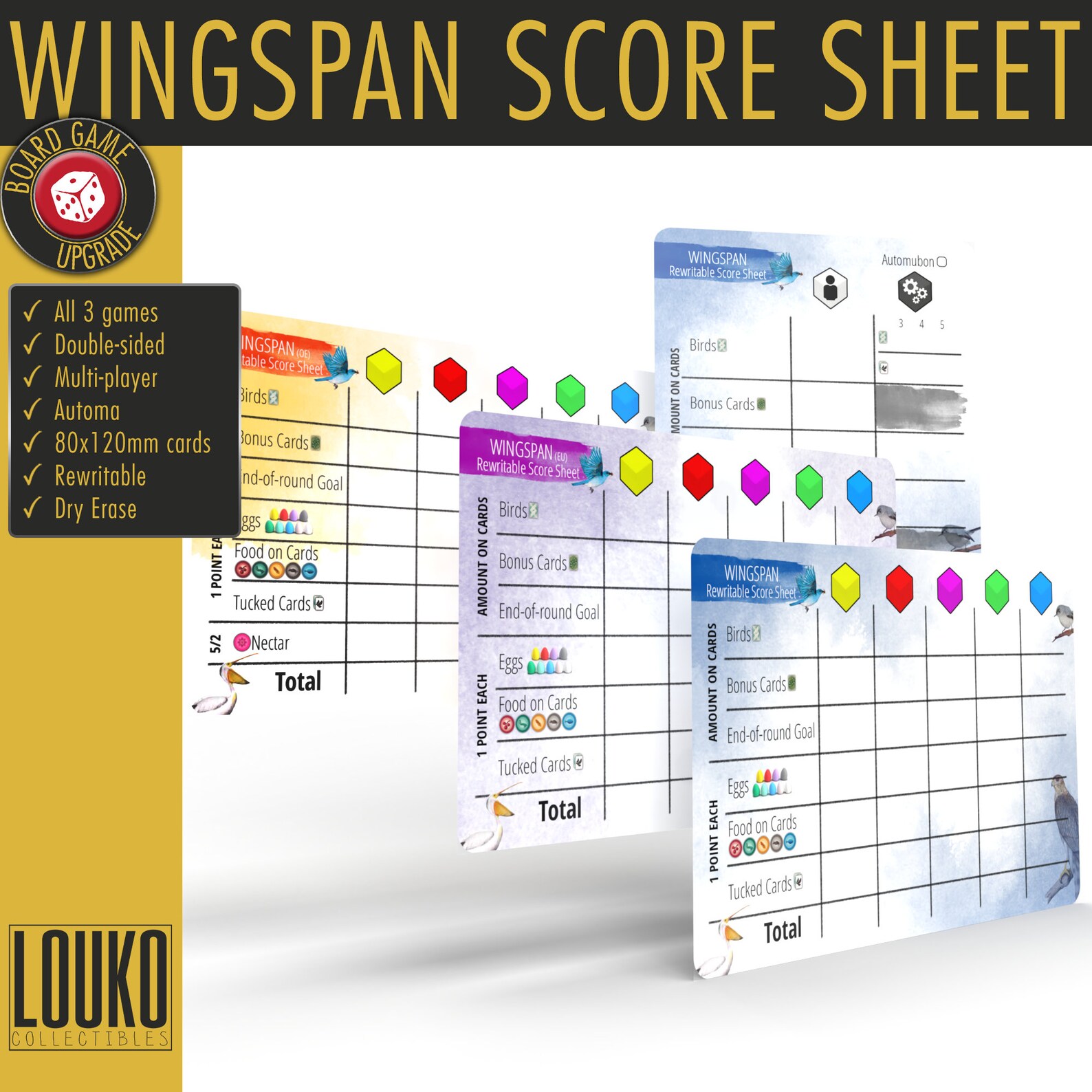 Upgrade Wingspan Score Sheet for Core European & Oceania Etsy